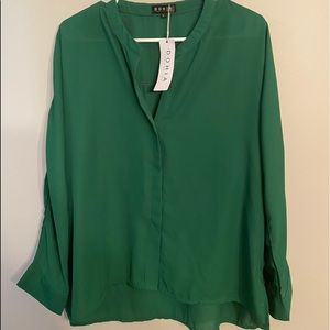 DOHIA V-neck Chiffon Green Blouse